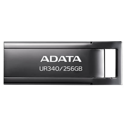 ADATA UR340 USB 3.2 Flash Drive Waterproof Dustproof Capless Glossy Black Nickel - 256GB