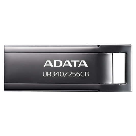 ADATA UR340 USB 3.2 Flash Drive Waterproof Dustproof Capless Glossy Black Nickel - 256GB
