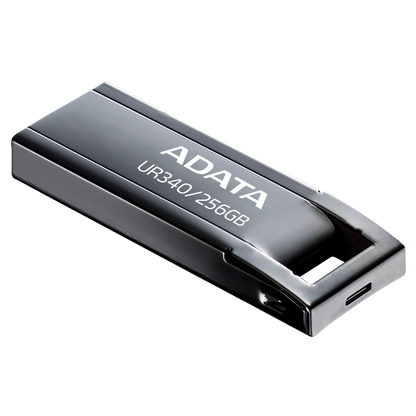 ADATA UR340 USB 3.2 Flash Drive Waterproof Dustproof Capless Glossy Black Nickel - 256GB