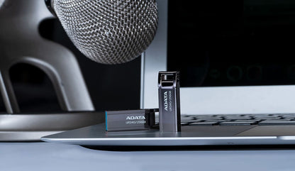 ADATA UR340 USB 3.2 Flash Drive Waterproof Dustproof Capless Glossy Black Nickel - 32GB