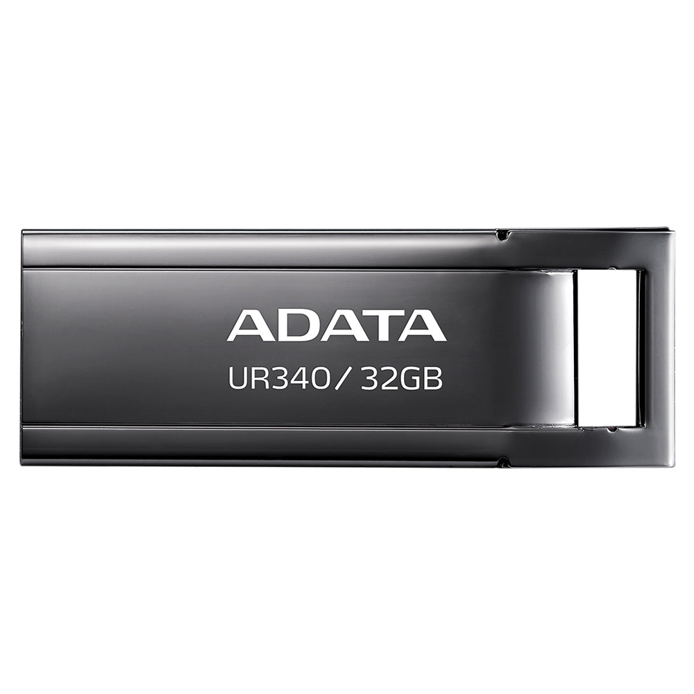 ADATA UR340 USB 3.2 Flash Drive Waterproof Dustproof Capless Glossy Black Nickel - 32GB