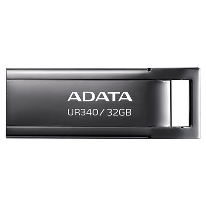 ADATA UR340 USB 3.2 Flash Drive Waterproof Dustproof Capless Glossy Black Nickel - 32GB