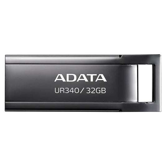 ADATA UR340 USB 3.2 Flash Drive Waterproof Dustproof Capless Glossy Black Nickel - 32GB