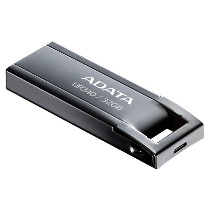 ADATA UR340 USB 3.2 Flash Drive Waterproof Dustproof Capless Glossy Black Nickel - 32GB