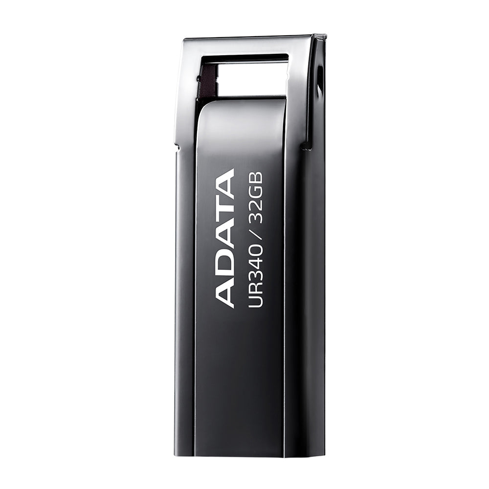 ADATA UR340 USB 3.2 Flash Drive Waterproof Dustproof Capless Glossy Black Nickel - 32GB