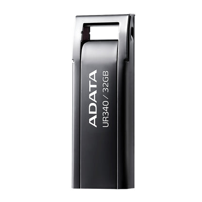 ADATA UR340 USB 3.2 Flash Drive Waterproof Dustproof Capless Glossy Black Nickel - 32GB
