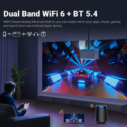 Avetron Mini LED Projector – 1080P Native Resolution, 550 ANSI Lumens, Auto Focus, Android 11, 120″ Max Display, Dual 5W Speakers, 4K Support